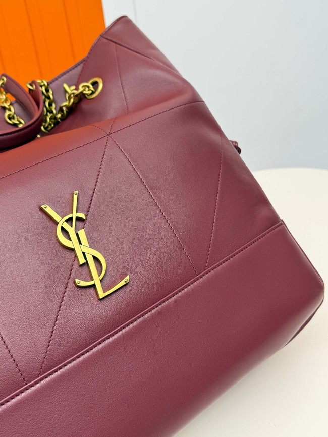 SAINT LAURENT JAMIE SHOPPING IN LAMBSKIN 809824 ROUGE CABERNET