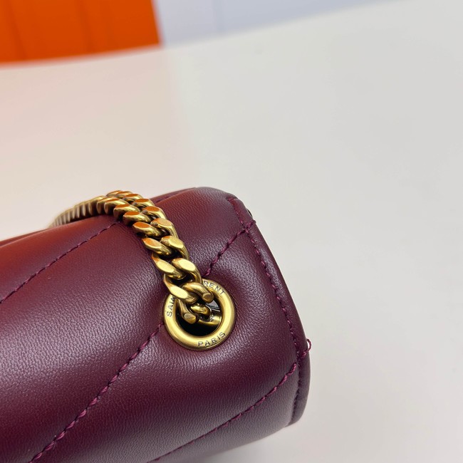 SAINT LAURENT LOULOU MINI IN LAMBSKIN 821749 ROUGE CABERNET