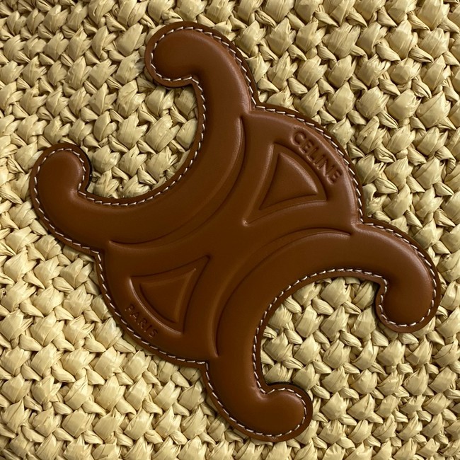 Celine TEEN NINO BAG IN RAFFIA WITH TRIOMPHE EMBROIDERIES 116388 NATURAL & TAN