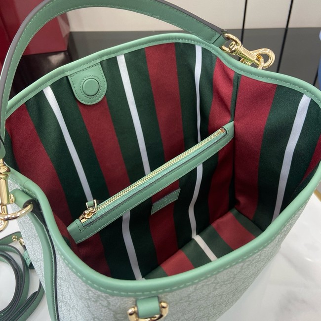 GUCCI GG EMBLEM MEDIUM BUCKET BAG 815103 Sage green