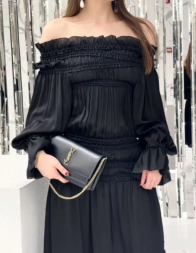 SAINT LAUREN SUNSET CLUTCH IN BOX SAINT LAURENT 810997 NOIR