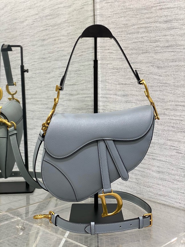 Dior Saddle Bag with Strap Saddle Grained Calfskin M0455CBAA Stone Gray