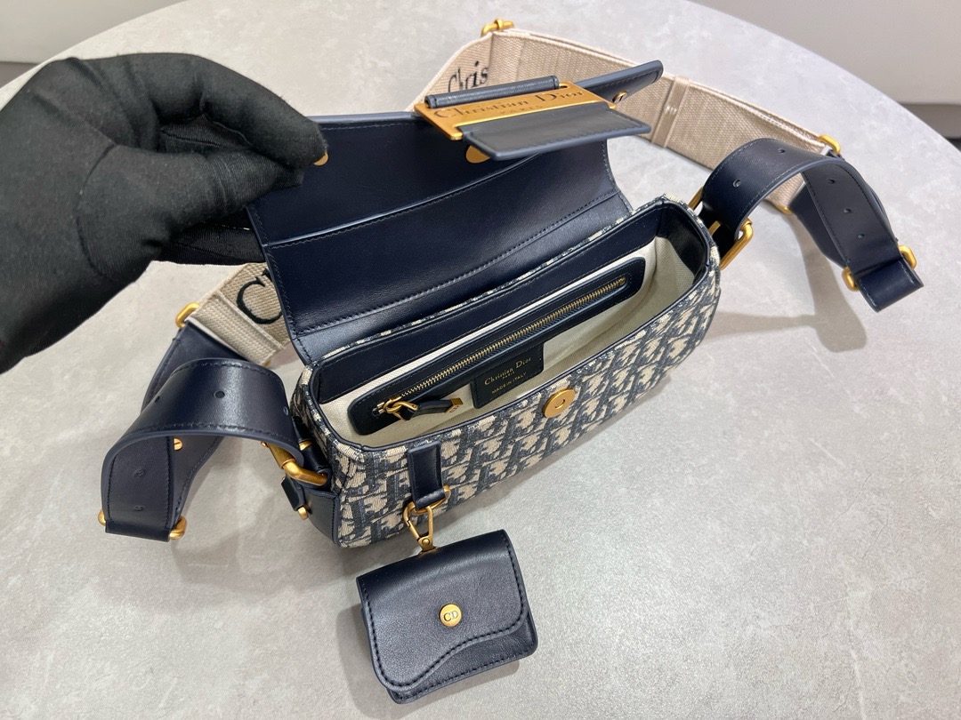 Dior Small Streetchic Bag Blue Dior Oblique Jacquard and mooth Calfskin M3913CDKV