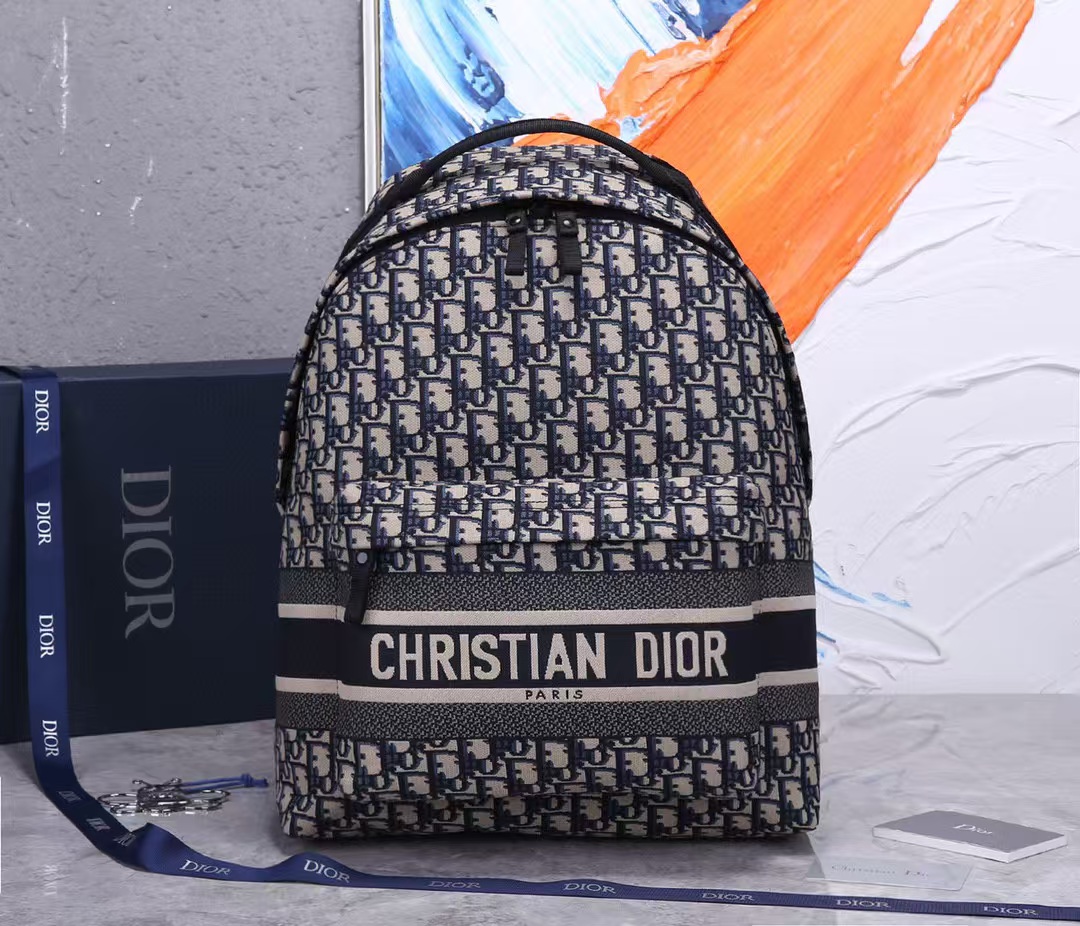 Dior Travel Backpack Blue Dior Oblique Jacquard M6104STZQ