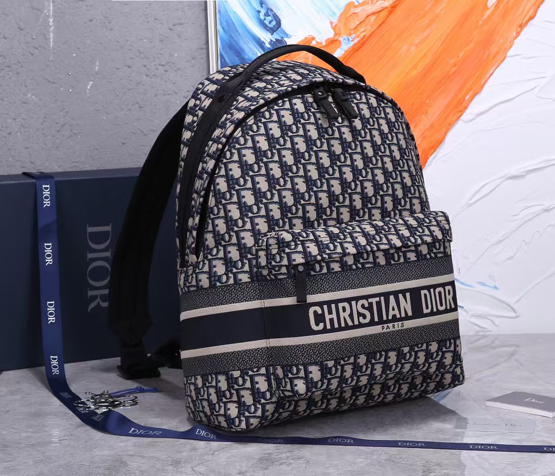 Dior Travel Backpack Blue Dior Oblique Jacquard M6104STZQ