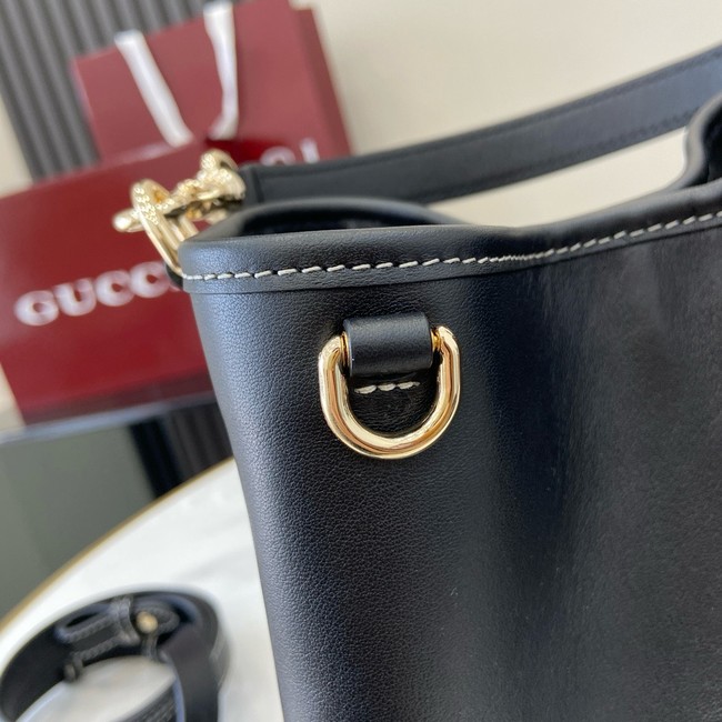 GUCCI GG EMBLEM SMALL BUCKET BAG 815118 black