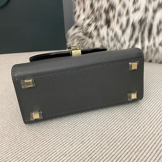 Valextra Iside Top Handle Mini Bag 00359 Steel gray