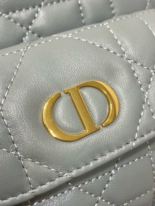 Small Dior Caro Bucket Bag Macrocannage Lambskin M3372 gray