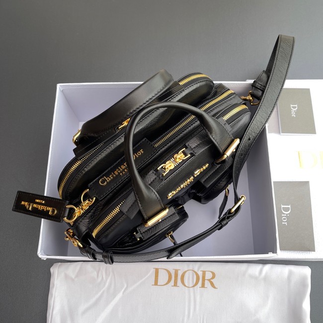 Dior Small Grand Tour Bowling Bag Black Crinkled Calfskin M6000UNQD