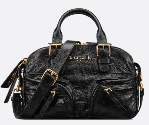 Dior Small Grand Tour Bowling Bag Black Crinkled Calfskin M6000UNQD