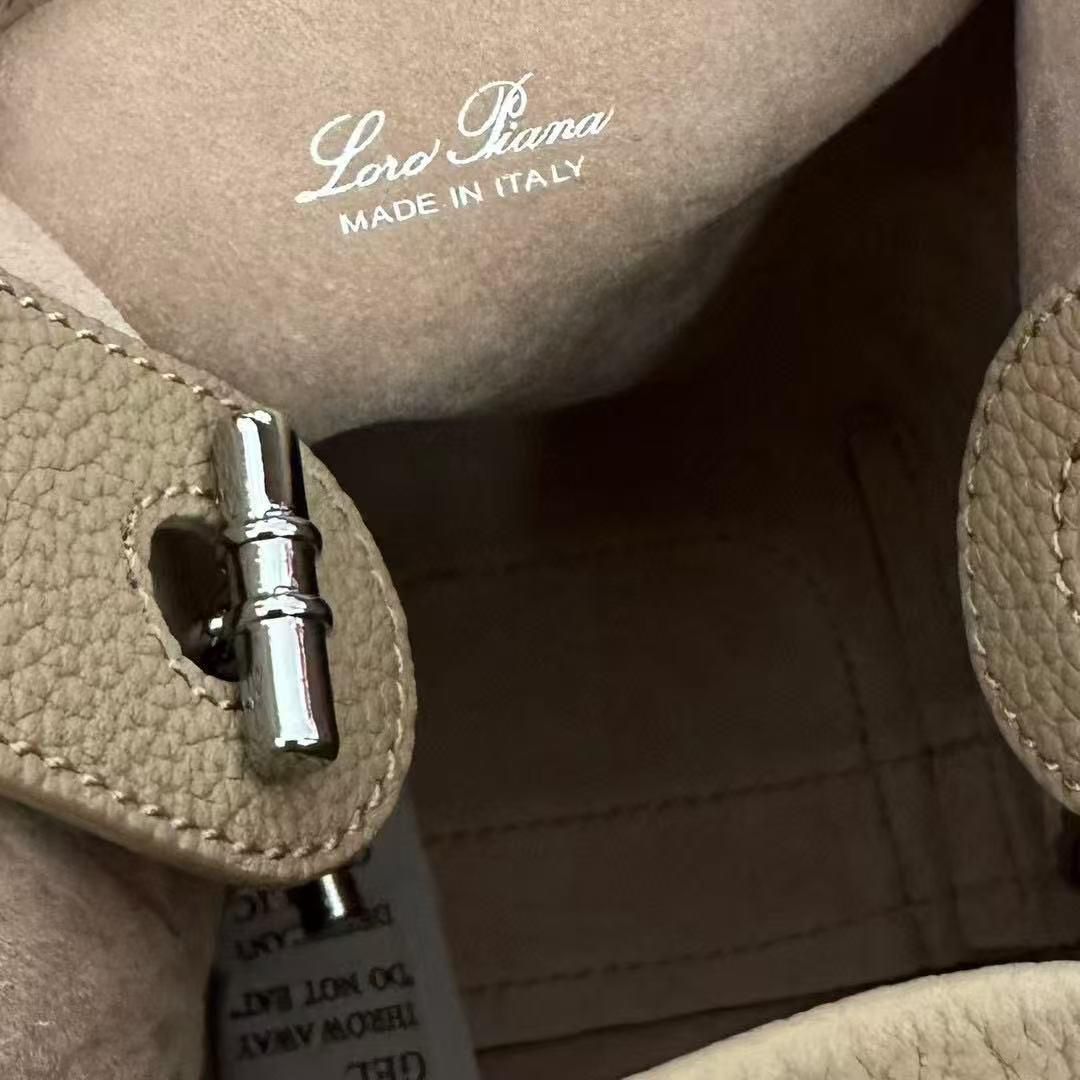 Loro Piana Bale Micro Grain Leather Crossbody Bag 60220 Light Mastic