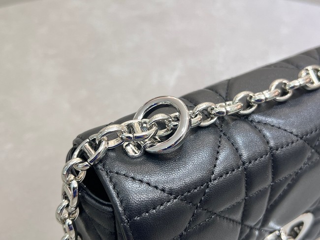 Small Soft Dior Caro Bag Macrocannage Lambskin M9252UHPA black&Black hardware