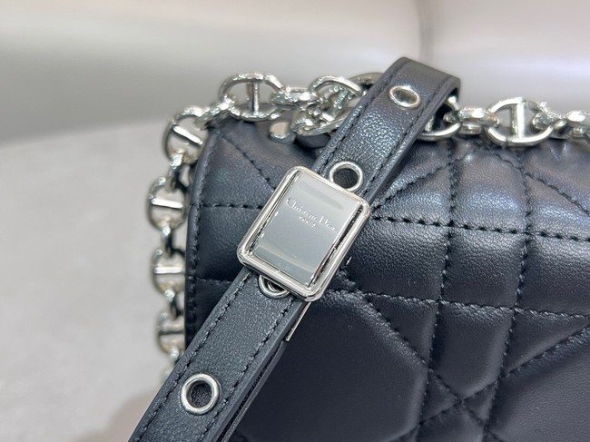 Small Soft Dior Caro Bag Macrocannage Lambskin M9252UHPA black&Black hardware