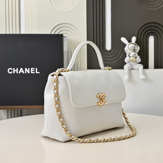 Chanel Medium FLAP BAG WITH TOP HANDLE AS5447 WHITE