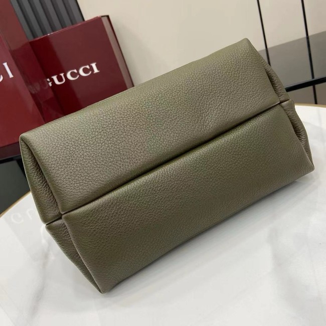 GUCCI SOFTBIT MEDIUM TOP HANDLE BAG 837467 Dark green