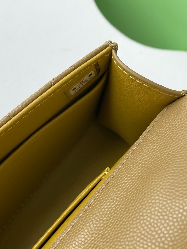 Chanel MINI FLAP BAG CLUTCH WITH CHAIN Gold-Tone Metal AP3238 Khaki