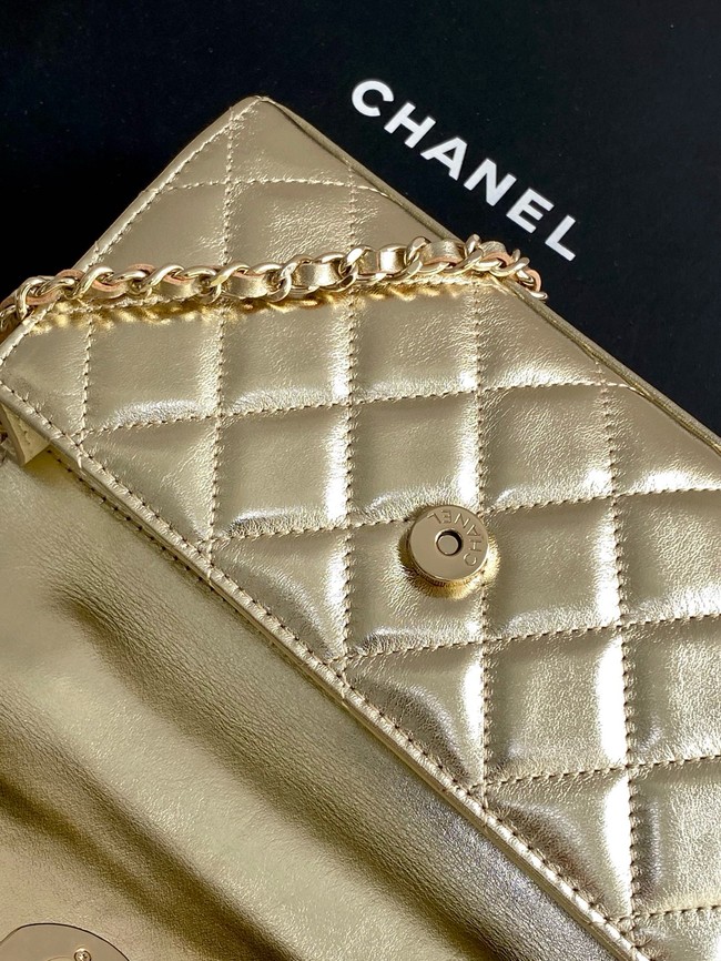 Chanel MINI FLAP BAG CLUTCH WITH CHAIN Gold-Tone Metal AP3238 gold