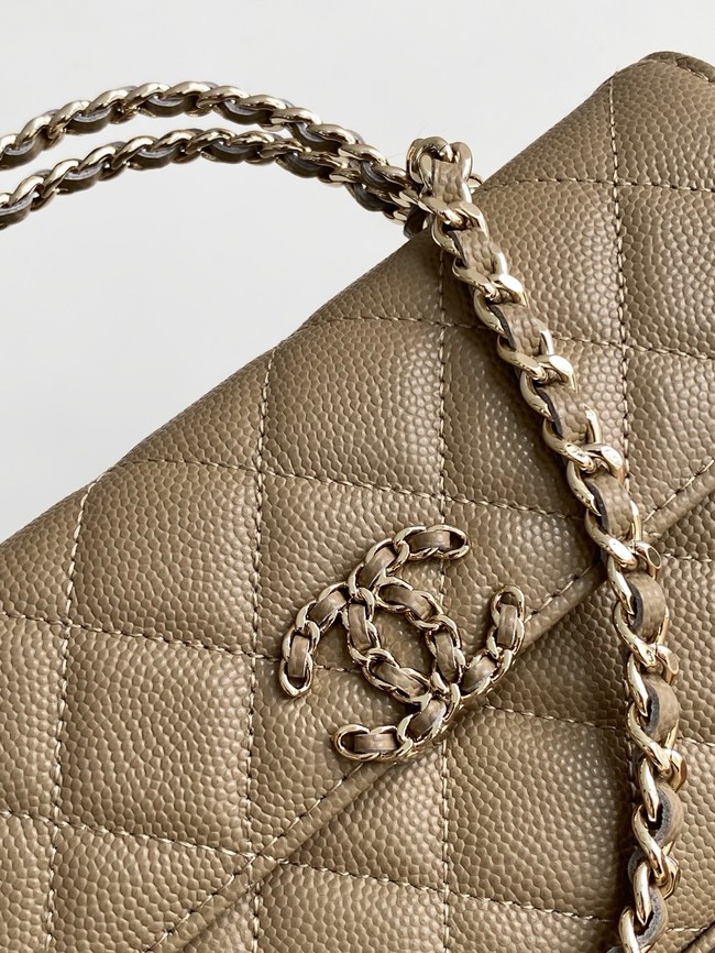 Chanel MINI FLAP BAG CLUTCH WITH CHAIN Gold-Tone Metal AP3238 gray