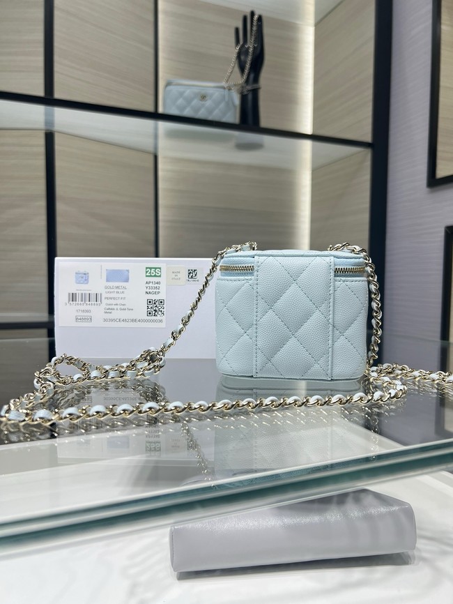 CHANEL Classic Small Vanity with Chain AP1340 blue