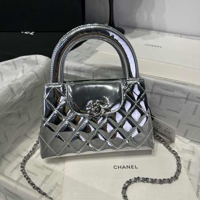 Chanel MINI SHOPPING BAG Patent leather AS4416 Silver