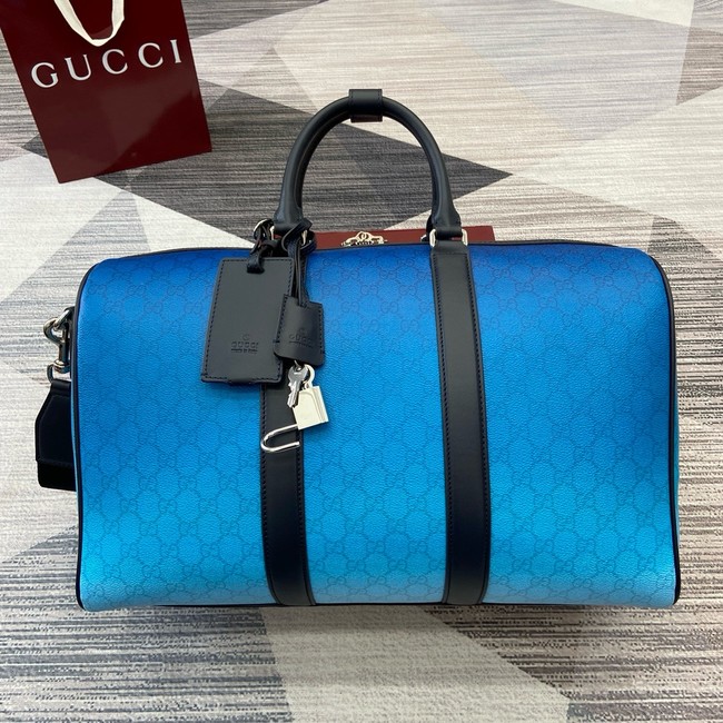 Gucci Original Leather GG Supreme Travel Bag 835688 blue