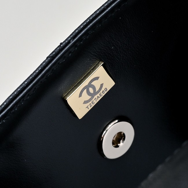 Chanel MINI FLAP BAG CLUTCH WITH CHAIN Gold-Tone Metal AS4591 black