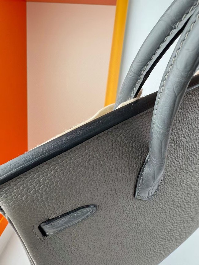 Hermes Birkin Bag Leather Nile crocodile&togo HBK2530-6