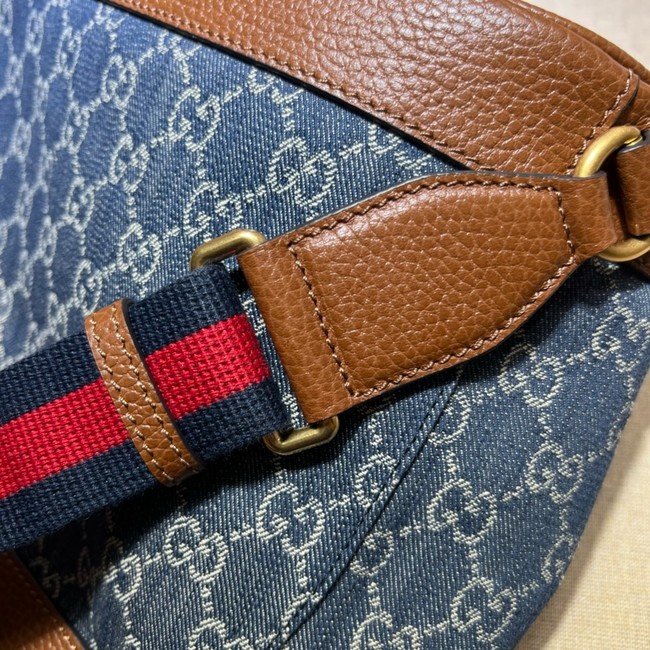 GUCCI Denim BACKPACK WITH INTERLOCKING G 674147 blue