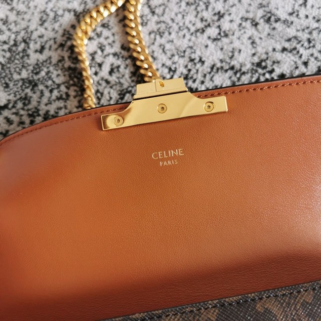Celine CHAIN SHOULDER BAG TRIOMPHE IN SHINY CALFSKIN 197992 CARMIN