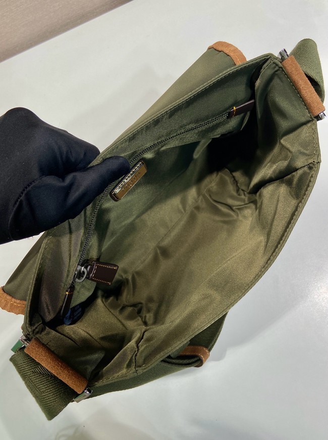 Prada Medium Re-Nylon and suede shoulder bag 2VD066 Musk Green