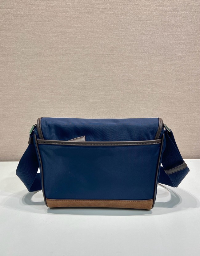 Prada Medium Re-Nylon and suede shoulder bag 2VD066 blue