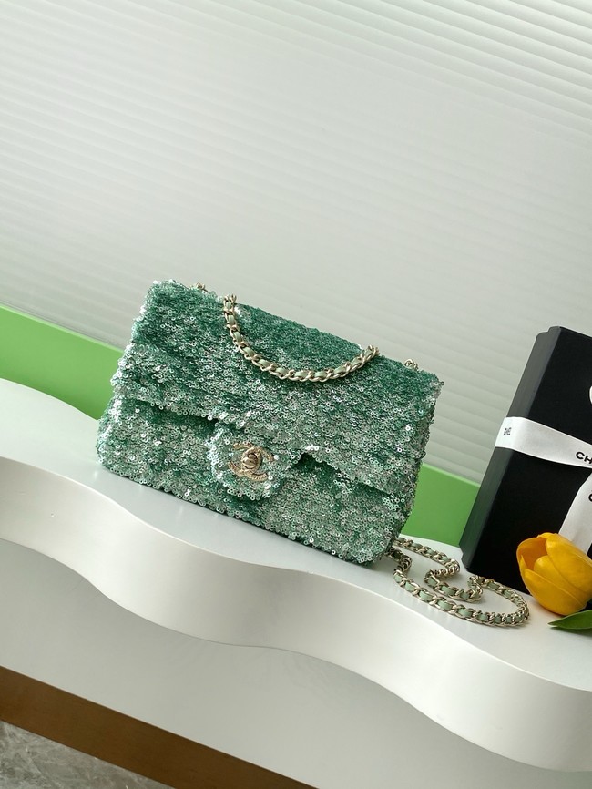 Chanel Fringed Sequins Flap Bag AS4561 green