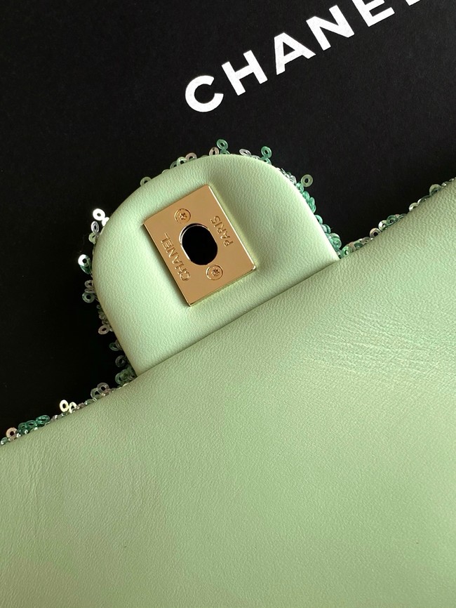Chanel Fringed Sequins Flap Bag AS4561 green