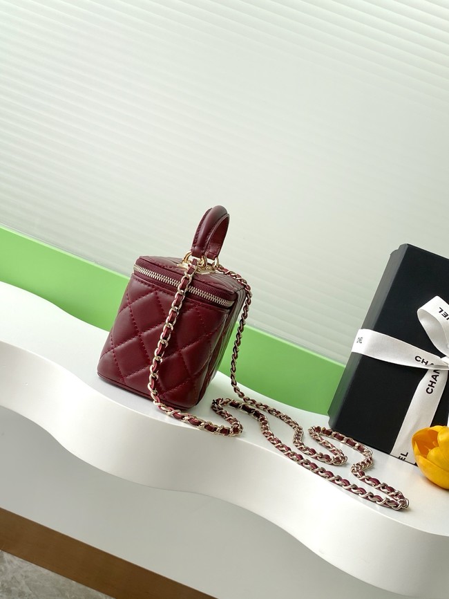 Chanel MINI FLAP BAG CLUTCH WITH CHAIN Gold-Tone Metal AP4325 burgundy