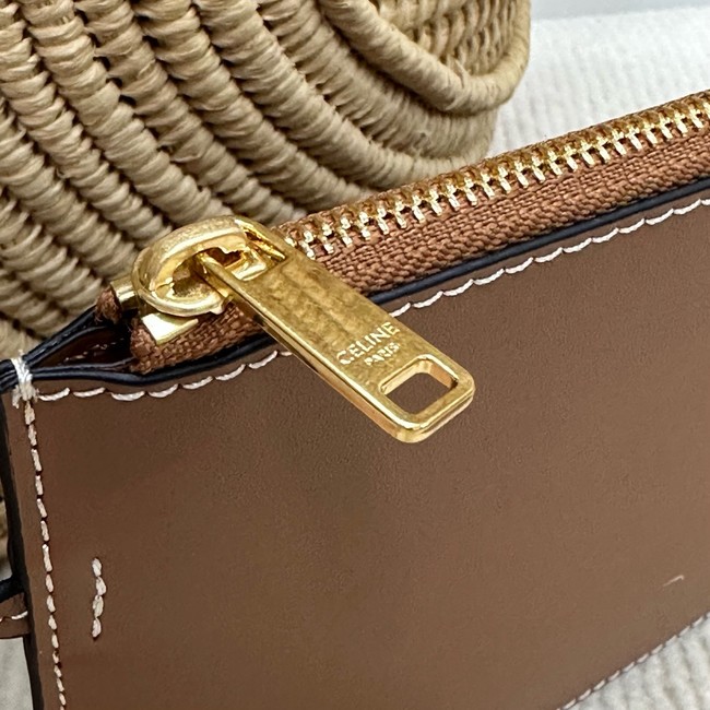 CELINE CLASSIC PANIER SMALL BRAIDED TRIOMPHE in RAFFIA and CALFSKIN 116982 NATURAL & TAN