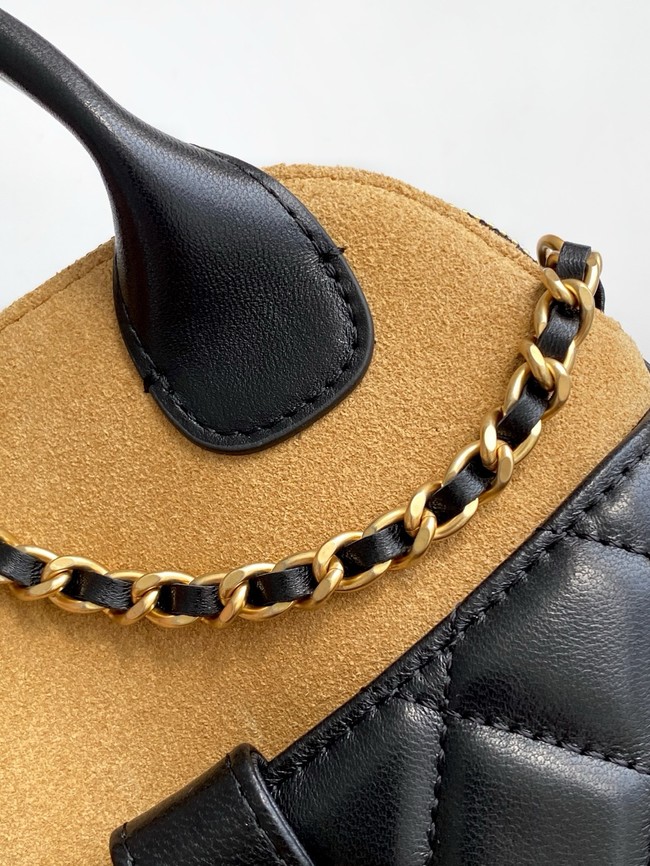 Chanel MINI TOTE BAG Suede Calfskin AS4742 black&brown