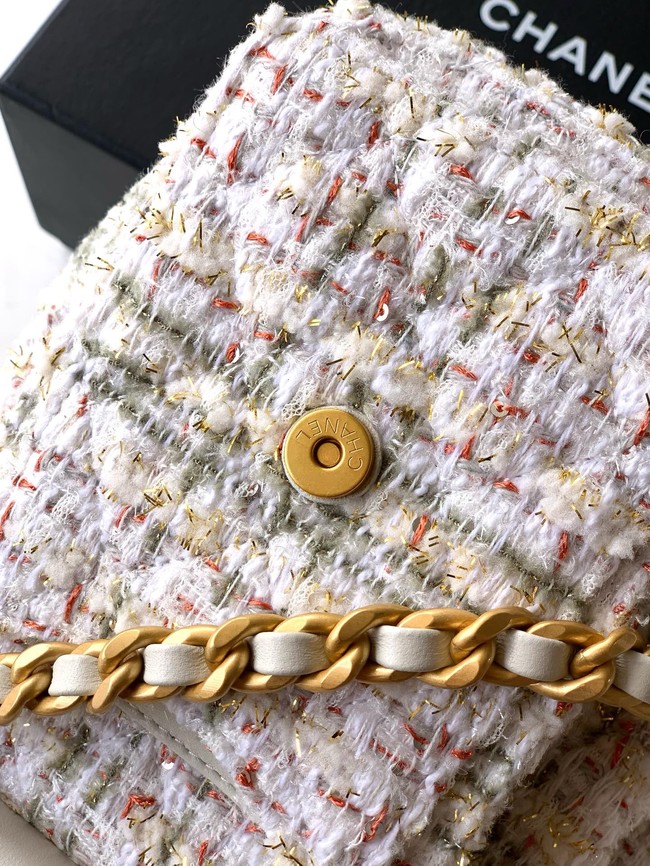 CHANEL 25 MINI HANDBAG Woolen tweed AS5631 Cream