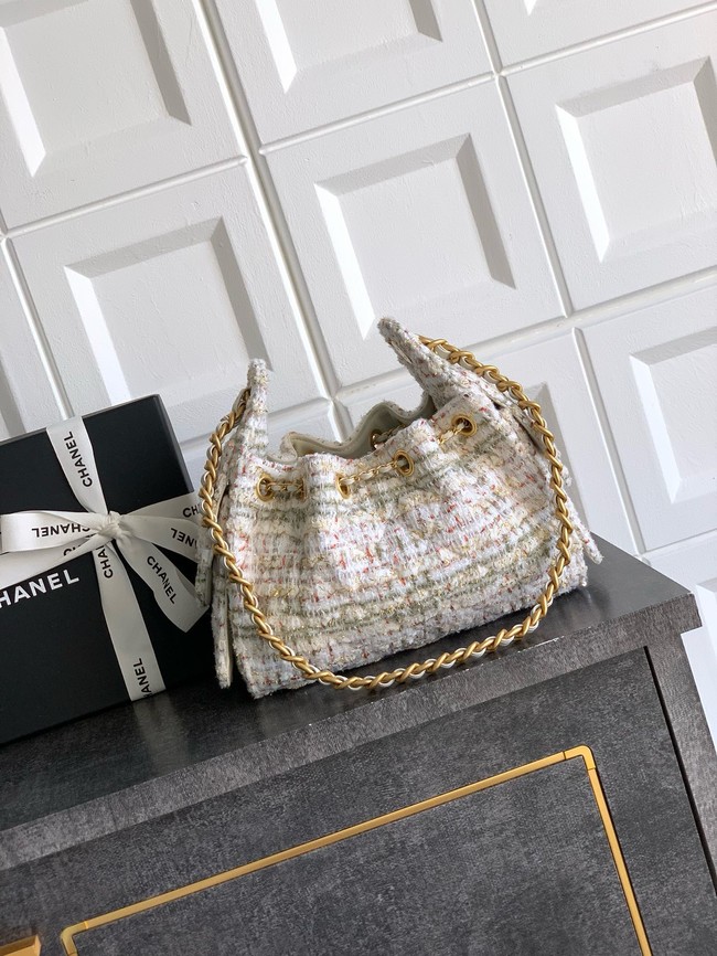 CHANEL 25 MINI HANDBAG Woolen tweed AS5631 Cream