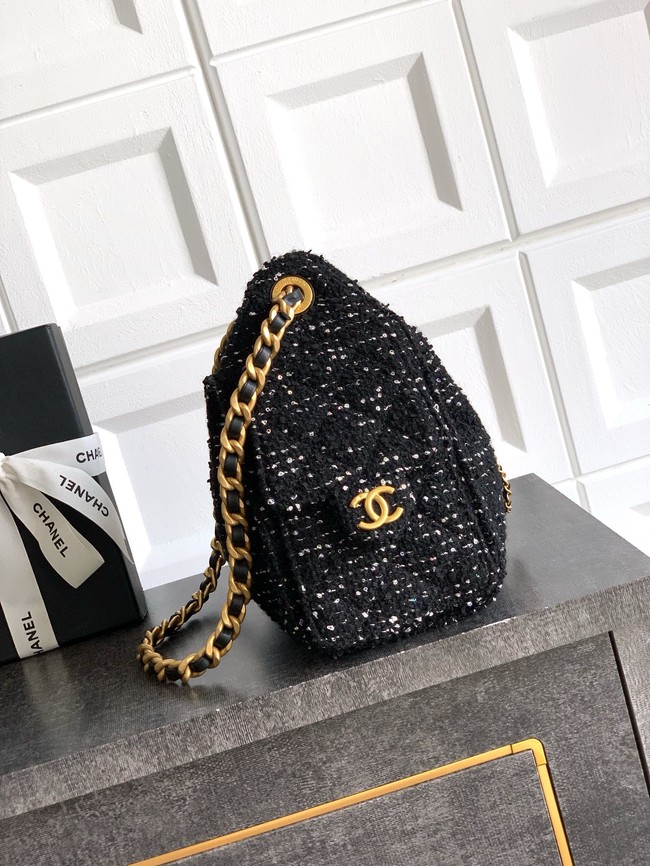 CHANEL 25 MINI HANDBAG Woolen tweed AS5631 black