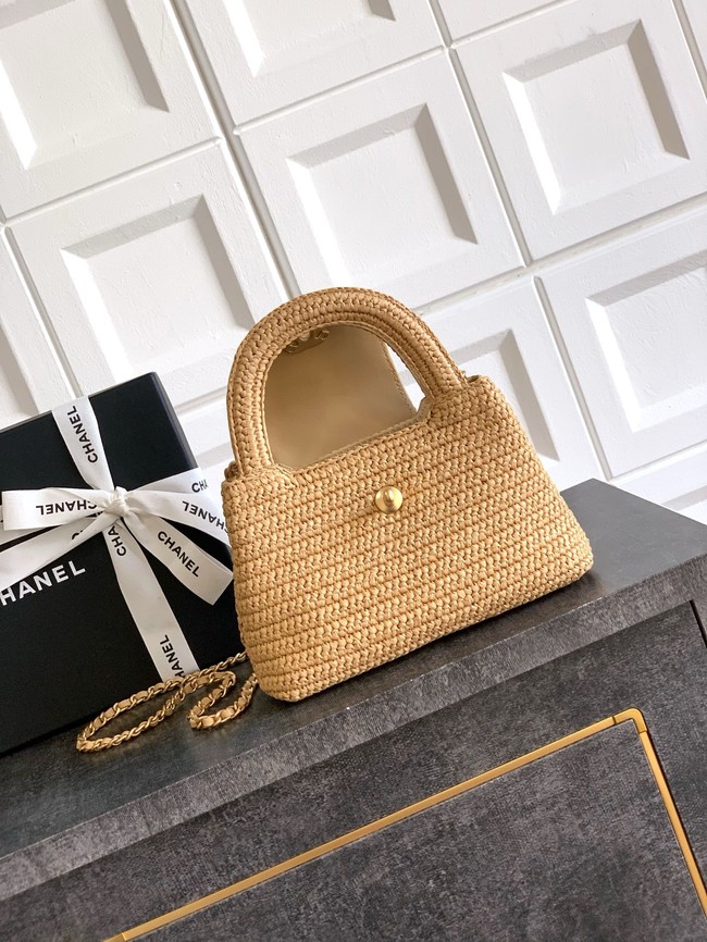 Chanel MINI Raffia SHOPPING BAG AS4416 Apricot