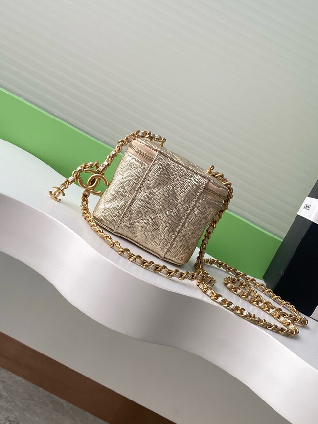 CHANEL Grained Calfskin Small Vanity with Chain AP3941 gold