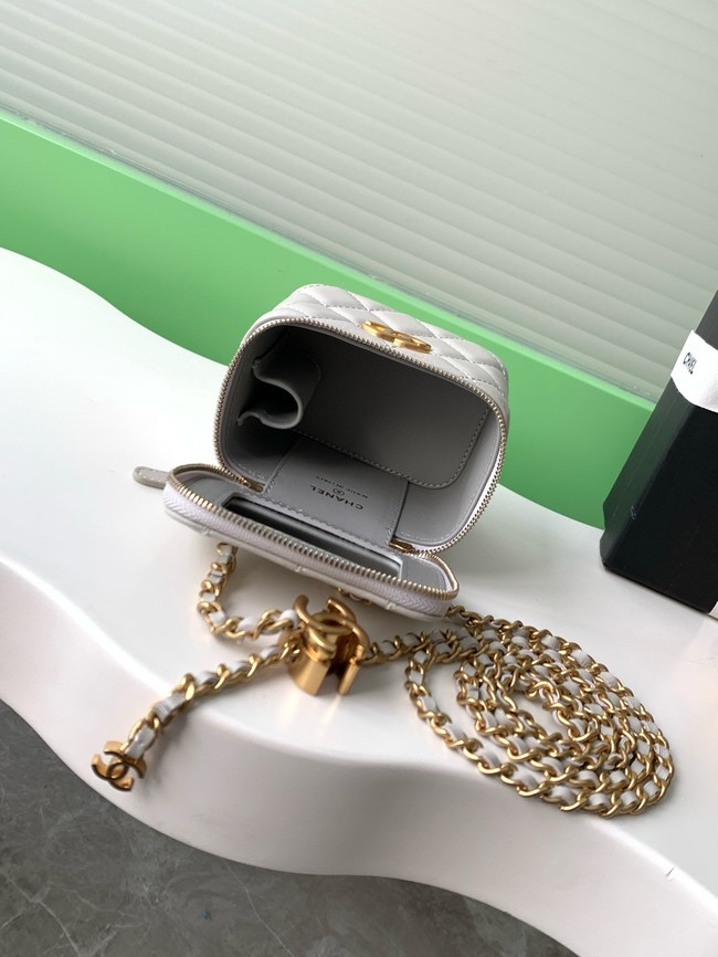 CHANEL Lambskin Small Vanity with Chain AP3941 Light Grey