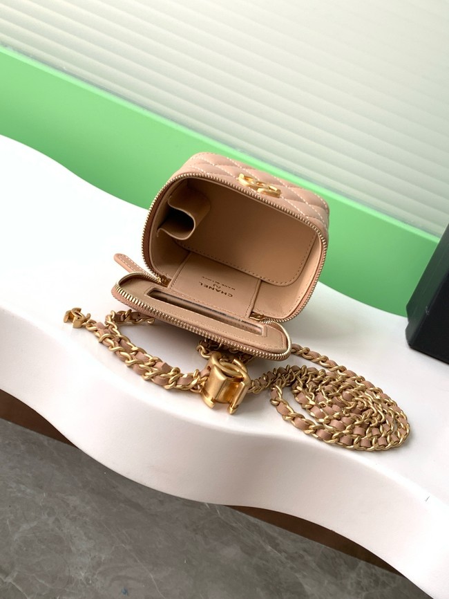 CHANEL Lambskin Small Vanity with Chain AP3941 Light tan