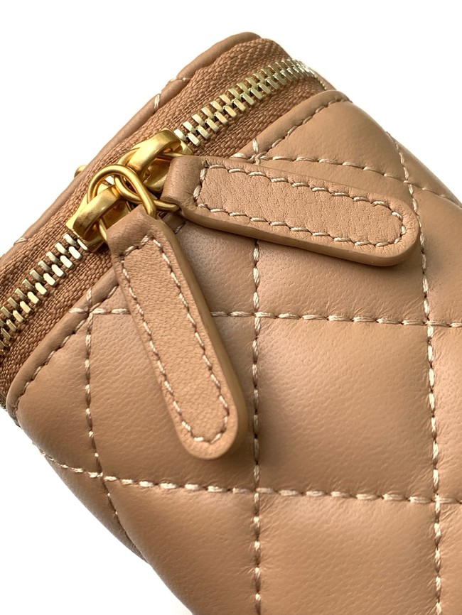 CHANEL Lambskin Small Vanity with Chain AP3941 Light tan