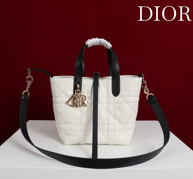 Small Dior Toujours Vertical Tote Bag M2835OSNW white&black