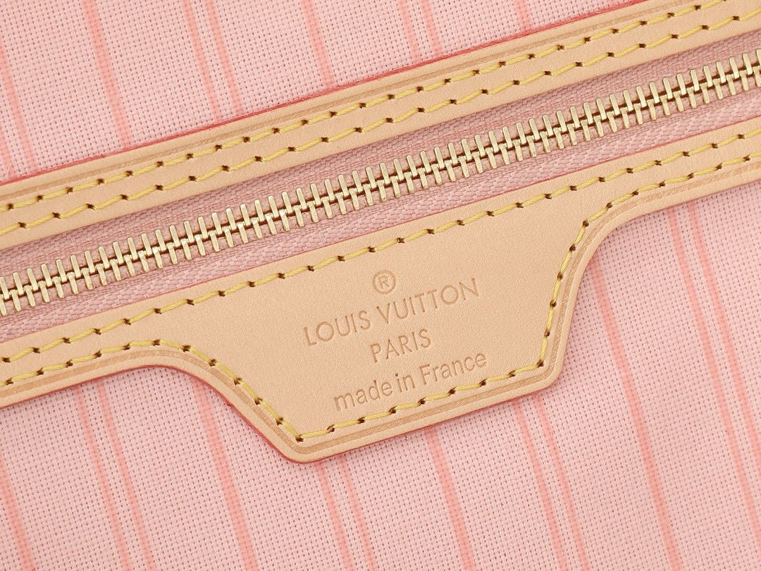 Louis Vuitton Damier Ebene Original NEVERFULL MM N40601 White&Pink