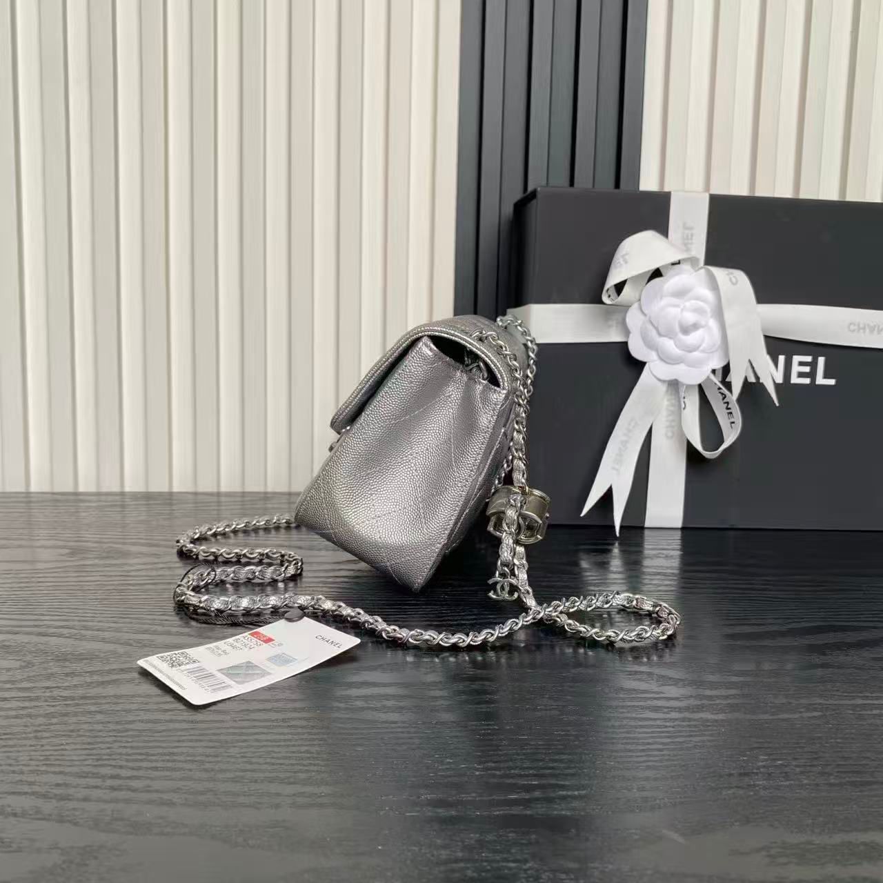 Chanel Mini Flap Bag Original Caviar Leather AS5759 Silver