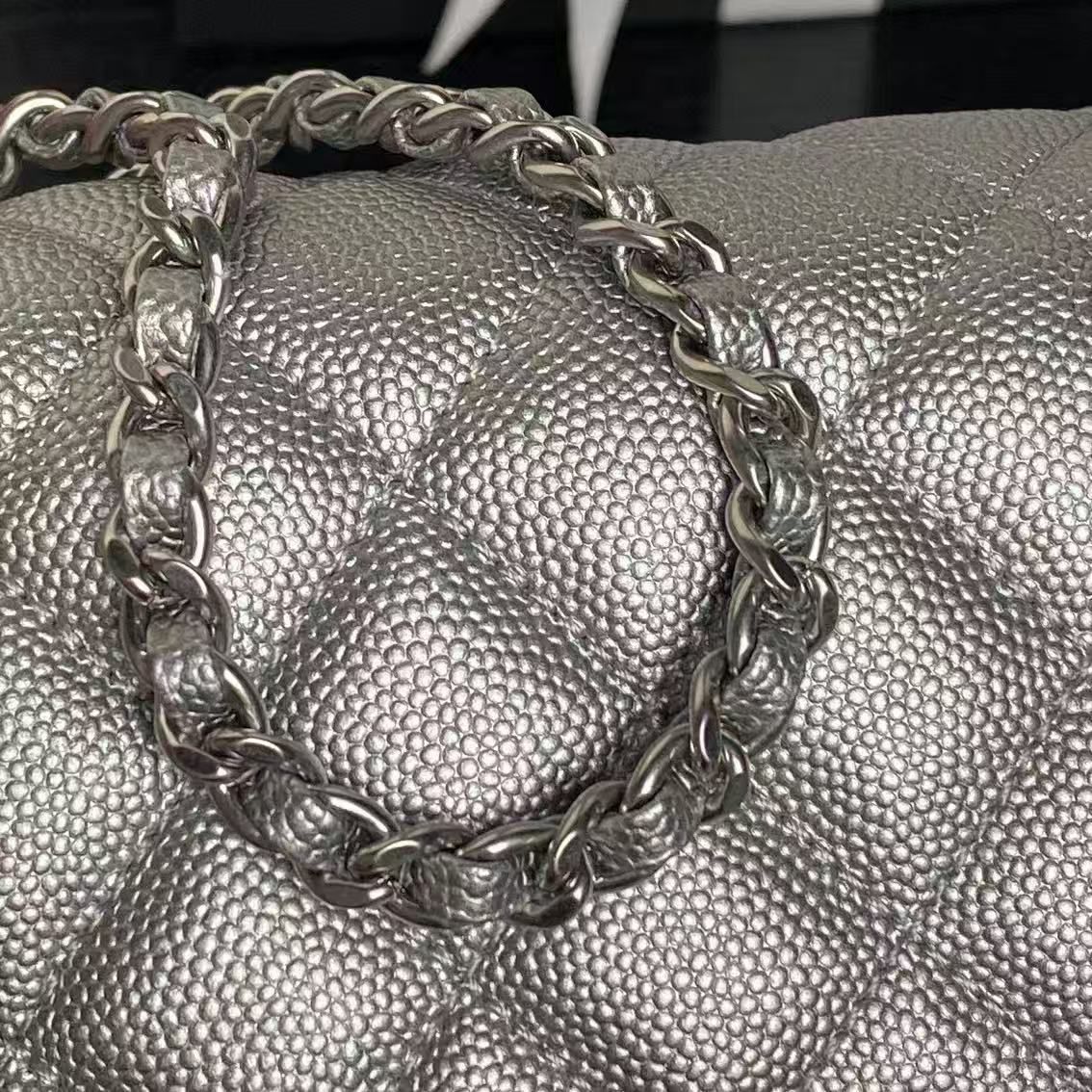 Chanel Mini Flap Bag Original Caviar Leather AS5759 Silver