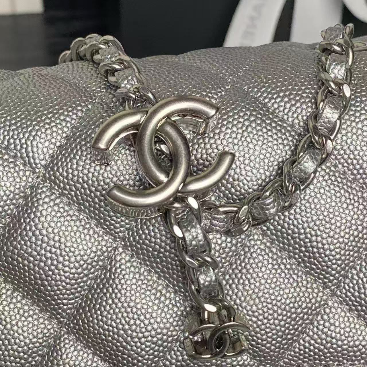 Chanel Mini Flap Bag Original Caviar Leather AS5759 Silver