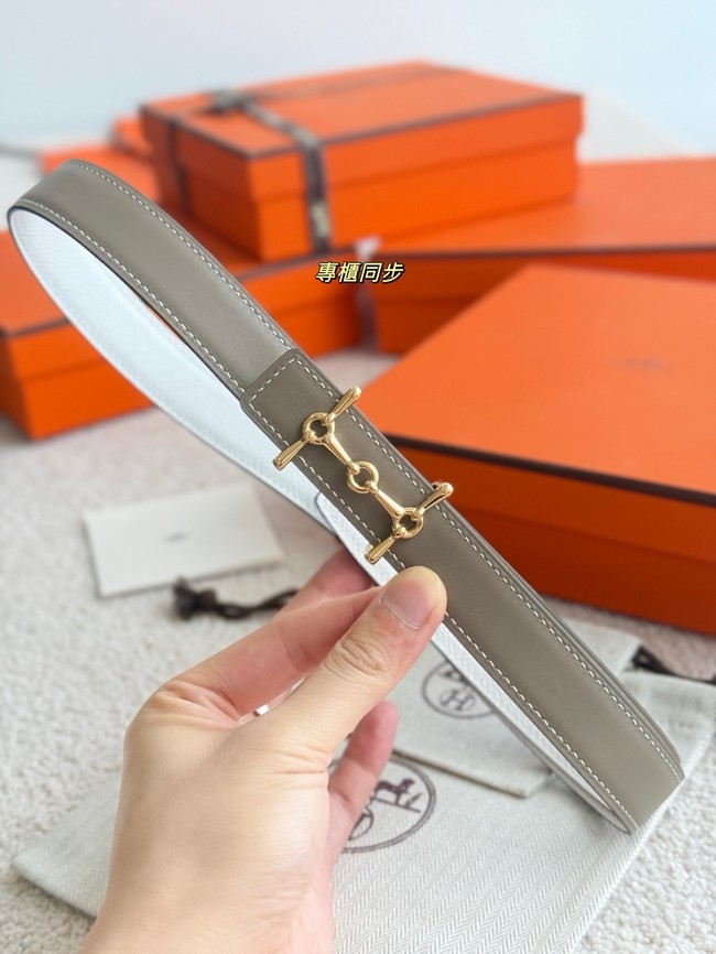Hermes Swift & Epsom calfskin double-sided leather belt 65985